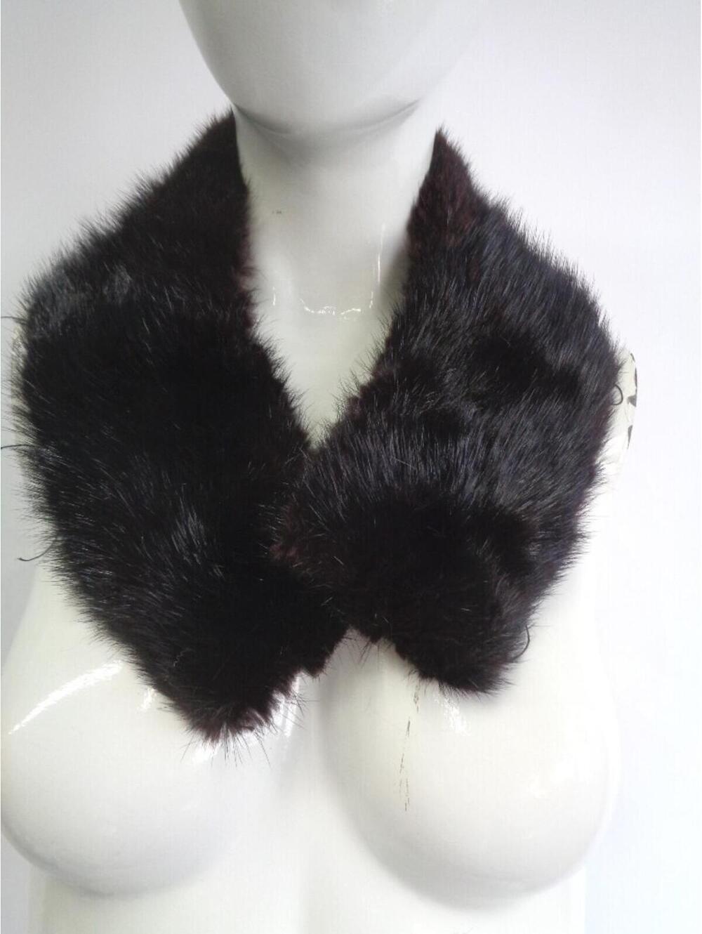 MINT BLACK MUSKRAT FUR COLLAR WRAP SCARF WOMEN WOMAN 26"X 4" NEW LINING!
